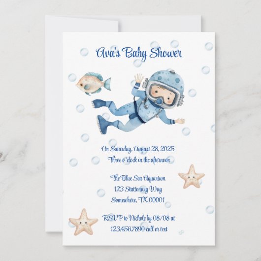 Invitation Garçon Sous Le Baby shower De Mer (Devant)
