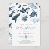 Invitation Garçon sous le Baby shower marin (Devant / Derrière)