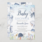 Invitation Garçon sous le Baby shower marin (Devant / Derrière)