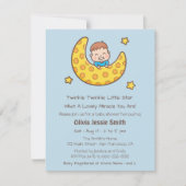 Invitation Garçon sur la Lune Twinkle Little Star Baby shower (Devant)