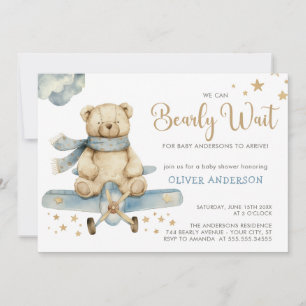 Invitation Garçon Teddy Ours Nous Pouvons Attendre Baby showe