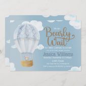 Invitation Garçon Teddy Ours Nous Pouvons Attendre Baby showe (Devant / Derrière)