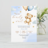 Invitation Garçon Teddy Ours Nous Pouvons Attendre Baby showe (Debout devant)