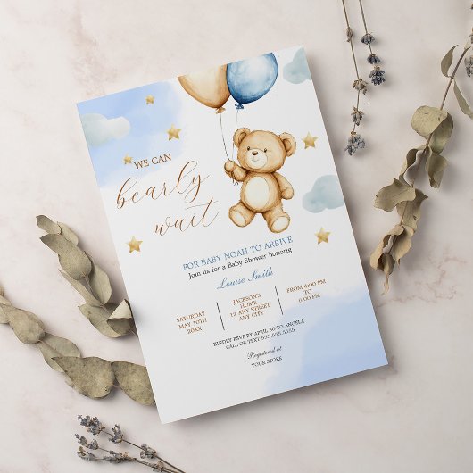 Invitation Garçon Teddy Ours Nous Pouvons Attendre Baby showe