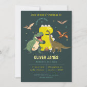 Invitation Garçon thème dinosaure 5ème anniversaire  (Devant)