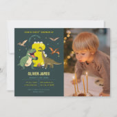 Invitation Garçon thème dinosaure 5ème anniversaire (Devant)