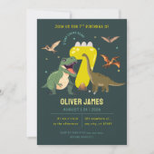 Invitation Garçon thème dinosaure 7e anniversaire (Devant)