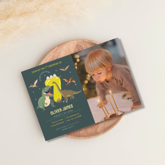 Invitation Garçon thème dinosaure 7e anniversaire