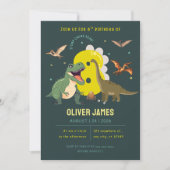 Invitation Garçon thème dinosaure 8ème anniversaire (Devant)