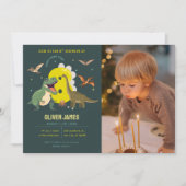 Invitation Garçon thème dinosaure 8ème anniversaire (Devant)