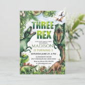 Invitation Garçon Trois Dinosaures Rex (Debout devant)