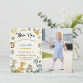 Invitation Garçon Trois Rex Dinosaure (Debout devant)