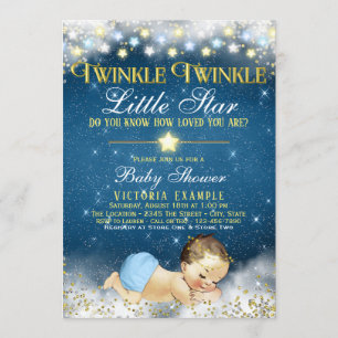 Invitation Garçon Twinkle Twinkle Little Star Baby Shower