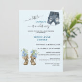 Invitation Garçon Un Petit Botte De Botte Baby shower Floral  (Debout devant)