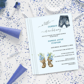 Invitation Garçon Un Petit Botte De Botte Baby shower Floral