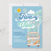 Invitation Garçon Van Groovy Rainbow Five est une ambiance 5e (Devant)