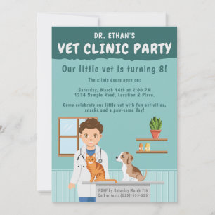 Invitation Garçon Vétérinaire Clinique Vétérinaire pour Anima