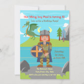 Invitation Garçon Viking guerrier et dragon Fête d'anniversai (Devant)