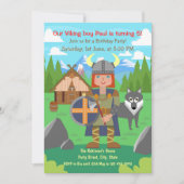 Invitation Garçon Viking guerrier et loup de compagnie Fête d (Devant)