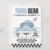 Invitation Garçon voiture de course Third Gear 3ème anniversa (Devant)