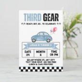Invitation Garçon voiture de course Third Gear 3ème anniversa (Debout devant)