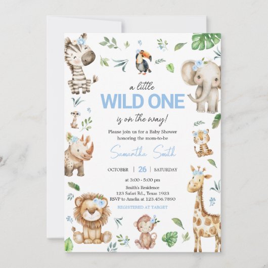 Invitation Garçon Wild One Safari (Devant)