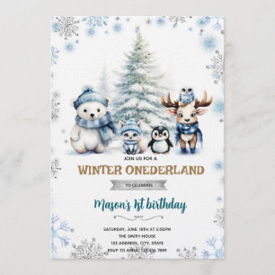 Invitation garçon Winter Onederland