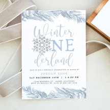 Invitation garçon Winter Onederland, flocon de nei