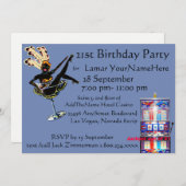 Invitation Garçonnes de Las Vegas pour un anniversaire (Devant / Derrière)