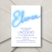 Invitation Garçons 11ème piscine Neon Anniversaire