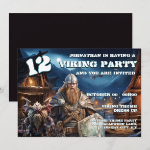 Invitation Garçons 12e anniversaire viking Guerrier & Démons