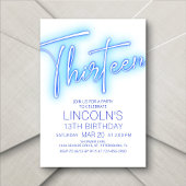 Invitation Garçons 13ème piscine Neon Anniversaire