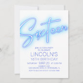 Invitation Garçons 16e piscine Neon Anniversaire (Devant)