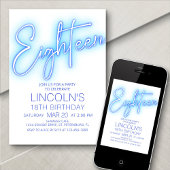 Invitation Garçons 18e piscine Neon Anniversaire