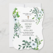 Invitation GARÇONS 1ère COMMUNION Fleurs Bleues (Devant)