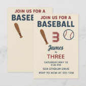 Invitation Garçons 3ème anniversaire Sports Baseball Party (Devant / Derrière)