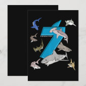 Invitation Garçons 7 ans Anniversaire Requin Blanc (Devant / Derrière)