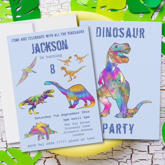 Invitation Garçons 8e anniversaire Dinosaur T Rex Roar Party