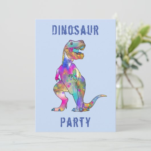 Invitation Garçons 8e anniversaire Dinosaur T Rex Roar Party  (Debout devant)