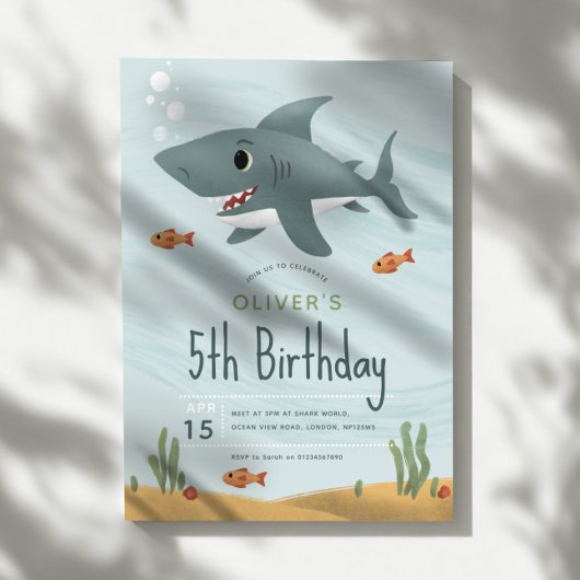 Invitation Garçons adorable requin sous l'océan Mer 5e annive
