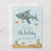 Invitation Garçons adorable requin sous l'océan Mer 5e annive (Devant)