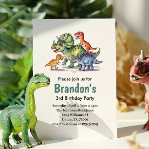 Invitation Garçons adorables Dinosaur Anniversaire