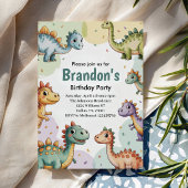 Invitation Garçons adorables Dinosaur Anniversaire