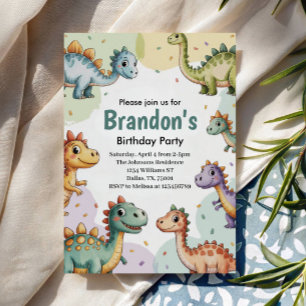 Invitation Garçons adorables Dinosaur Anniversaire