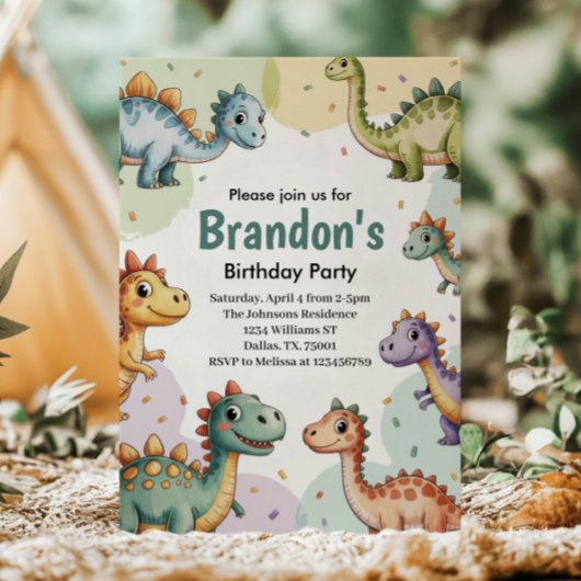 Invitation Garçons adorables Dinosaur Anniversaire