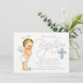 Invitation Garçons Ange Bleu Baptême (Debout devant)