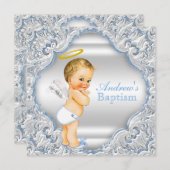 Invitation Garçons Angel Baptême (Devant / Derrière)