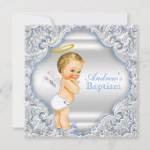Invitation Garçons Angel Baptême (Devant)
