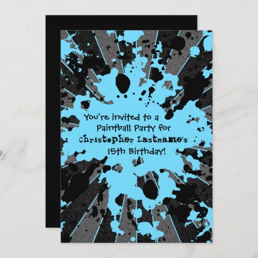 Invitation Garçons anniversaire bleu (Devant / Derrière)