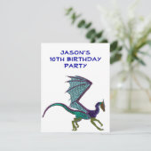 Invitation Garçons Anniversaire Couleur Perles Dragon Blanc (Debout devant)